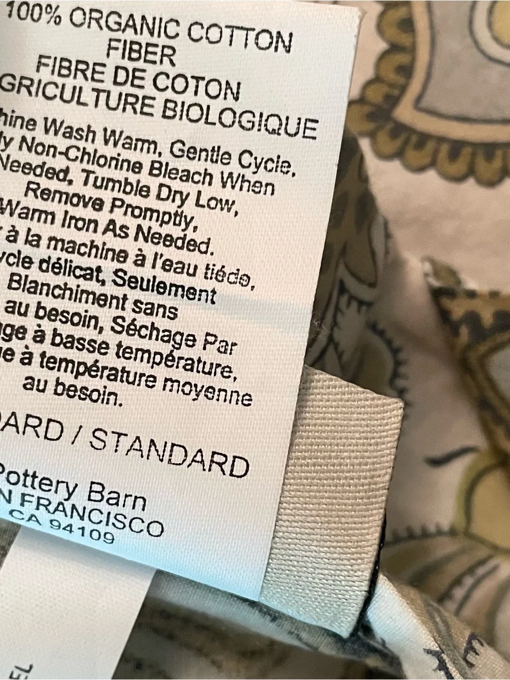 1 Pottery Barn Standard  Sham Charlie Paisley Floral Green Organic Cotton Single